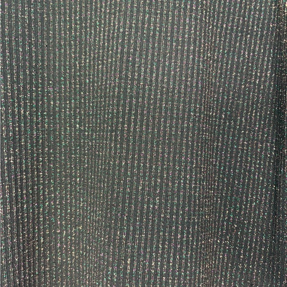 LOFT Long Black Rainbow Shimmer Dress Size Medium Slit Ribbed Metallic Threading - Picture 5 of 6